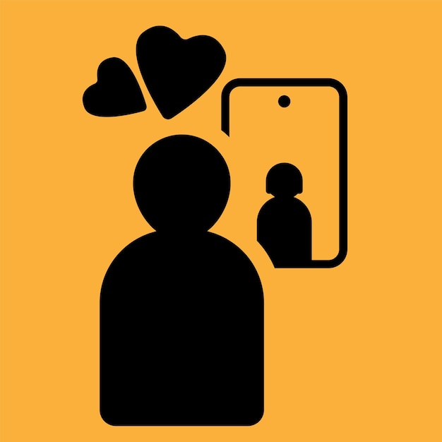 Virtual love web chat of a couple's lover virtual conversation using a mobile smartphone relationships in social networks a woman and a man fall in love with each other vector quarantine icon