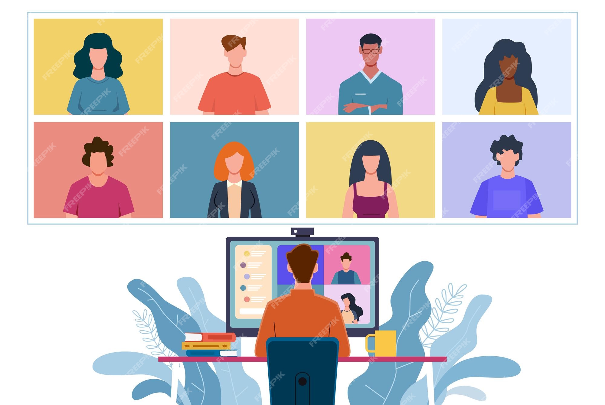 Chat with friends online collective virtual Vector Image