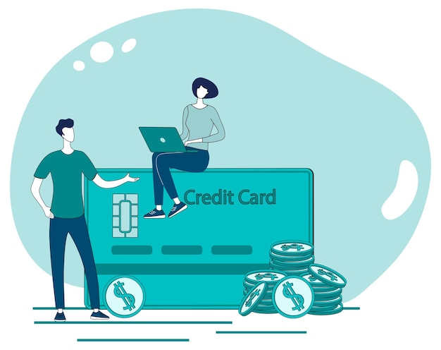 Виртуальные деньгиКонцепция онлайн-торговлиЛюди на фоне денег и кредитной карты