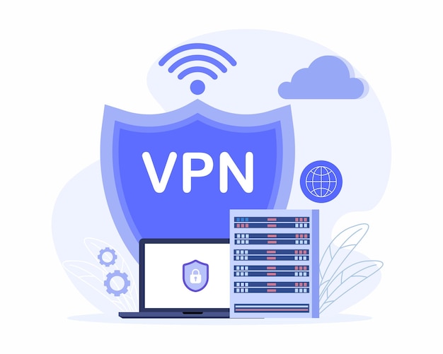 Vettore rete privata virtuale connessione di rete sicura e sistema di tecnologia vpn per la protezione della privacy