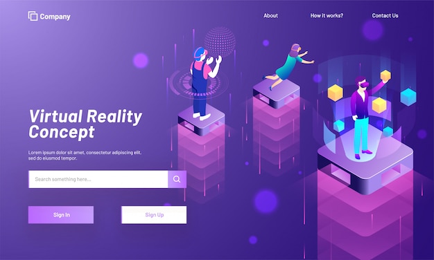 Virtual reality concept based landing page design.