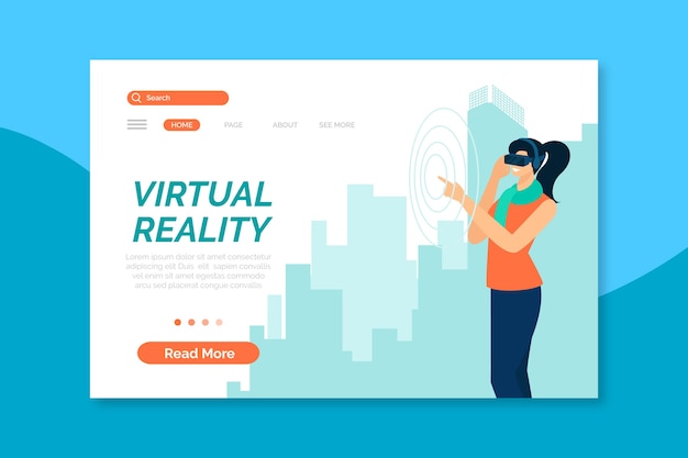 Concetto di realtà virtuale - pagina di destinazione