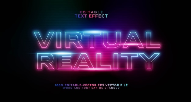 Вектор Редактируемый текстовый эффект виртуальной реальности