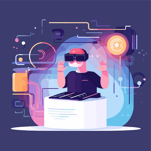 Virtual Reality Exploration with Dynamic Digital Interface Illustration