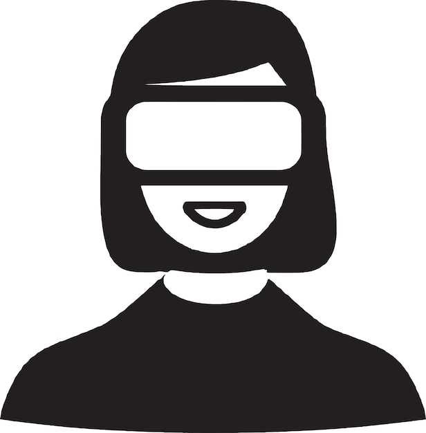 Virtual reality female icon with VR glasses