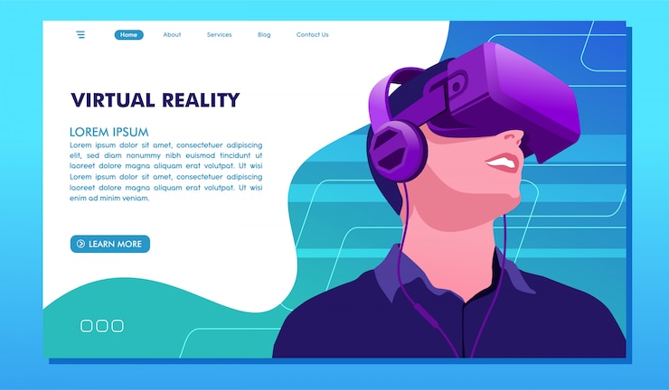 Vector バーチャルリアリティの将来の技術開発webサイトのランディングページ