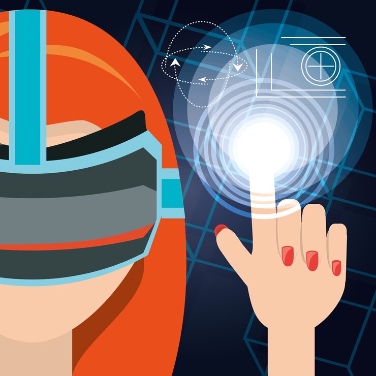 Vector virtual reality game with futuristic technology innovation 