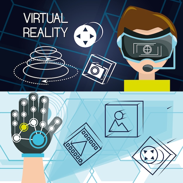 Gioco di realtà virtuale con innovazione tecnologica futuristica