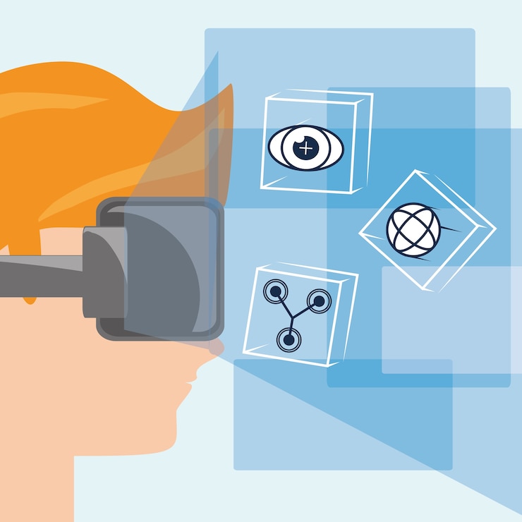 Vector virtual reality game with futuristic technology innovation 