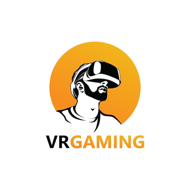 Vector virtual reality gaming logo template design vector