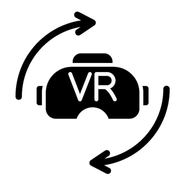 Virtual reality glyph solid black illustration