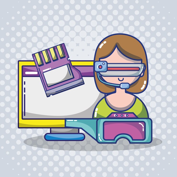 Vector virtual reality headset cartoon