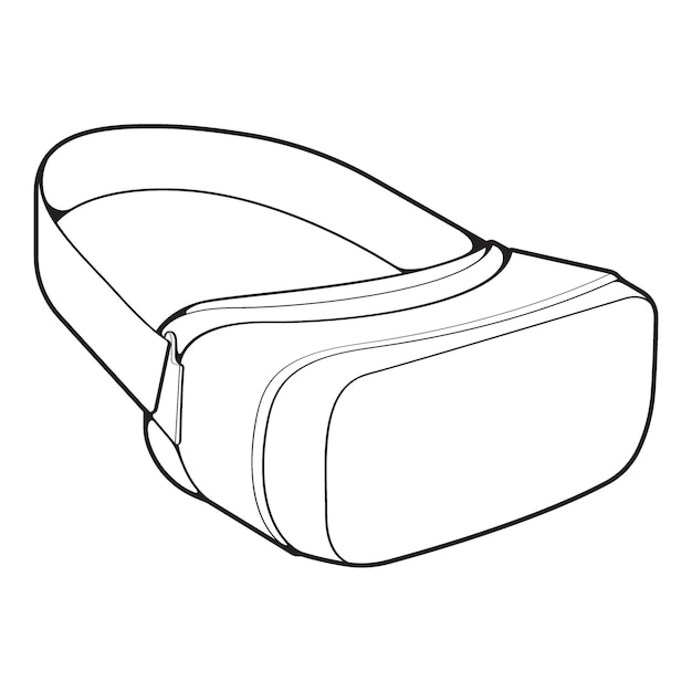 Vettore vettore di disegno del contorno delle cuffie per realtà virtuale cuffie per realtà virtuale disegnate in una linea nera in stile schizzo illustrazione del vettore di contorno del modello delle cuffie per realtà virtuale