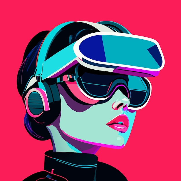 Vector virtual reality headset with a women