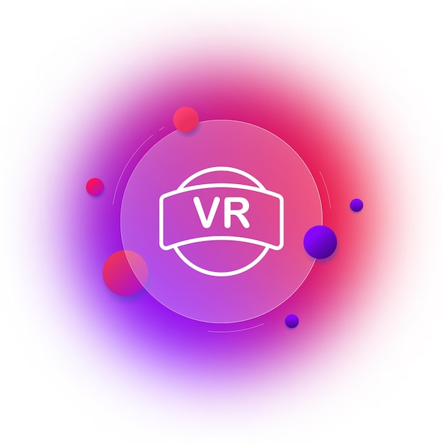 Virtual reality icon 3D objects Gradient blur button with glassmorphism clear glass design