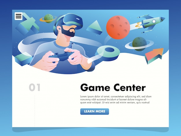 Virtual reality illustration for landing page template