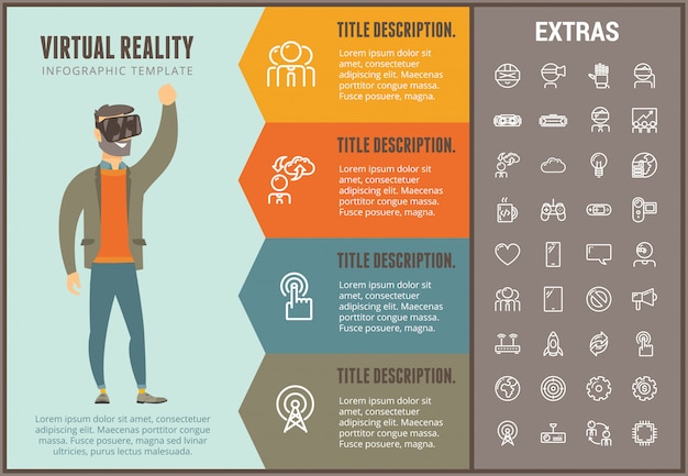 Инфографический шаблон и элементы виртуальной реальности