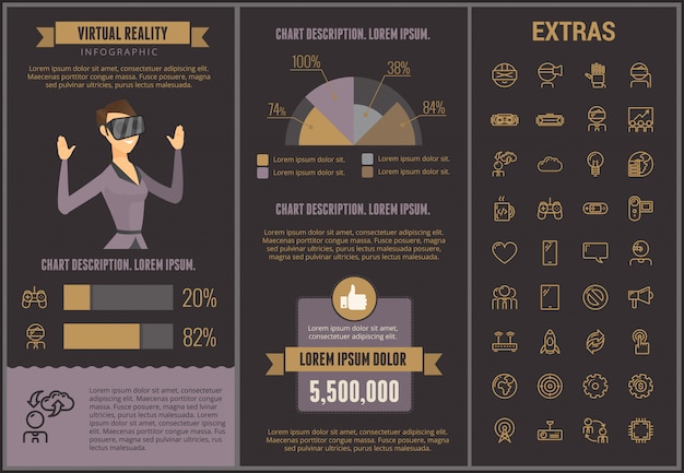 Virtual reality infographic template and elements