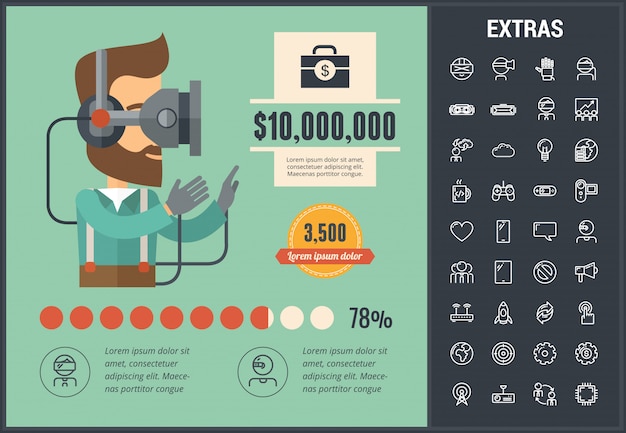 Vector virtual reality infographic template and elements.