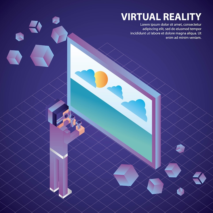 Vector virtual reality isometric 3d boy