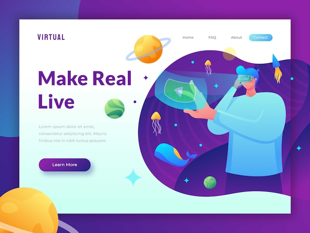 Modello di pagina di destinazione della realtà virtuale