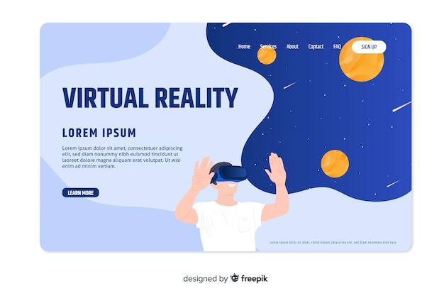 Virtual reality landing page template