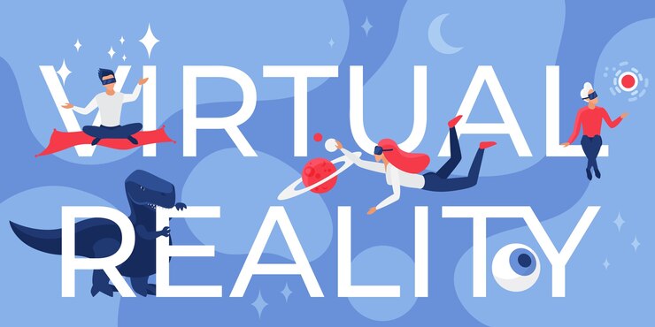 Vector virtual reality lettering illustration
