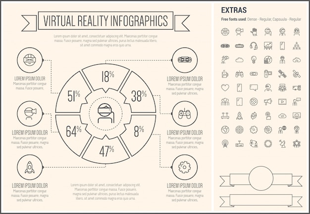 Modello di infographic di progettazione di linea di realtà virtuale