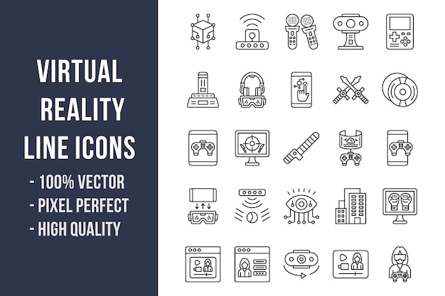 Virtual Reality Line Icons