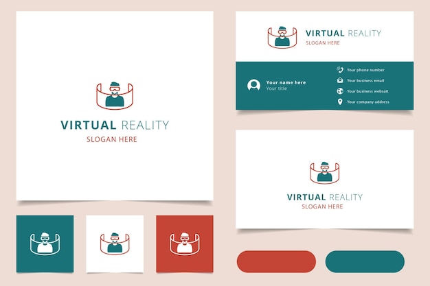 Virtual reality logo design with editable slogan branding