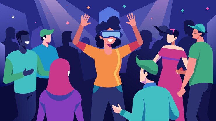 Vector a virtual reality simulation of a crowded party allowing someone with social anxiety to gradually