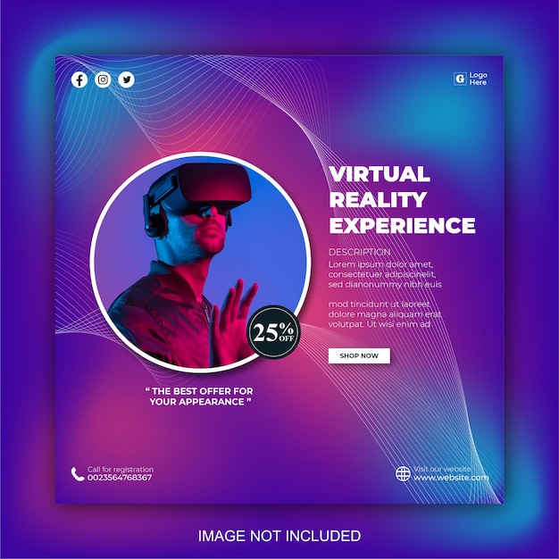Vector virtual reality social media post