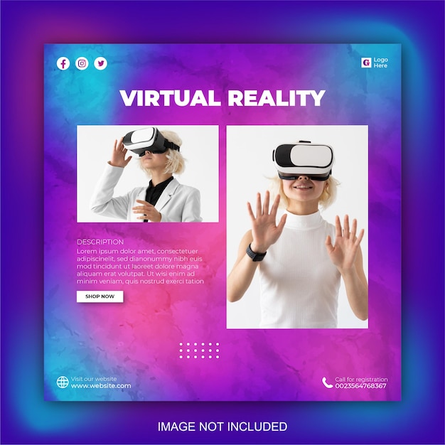 Vector virtual reality social media post