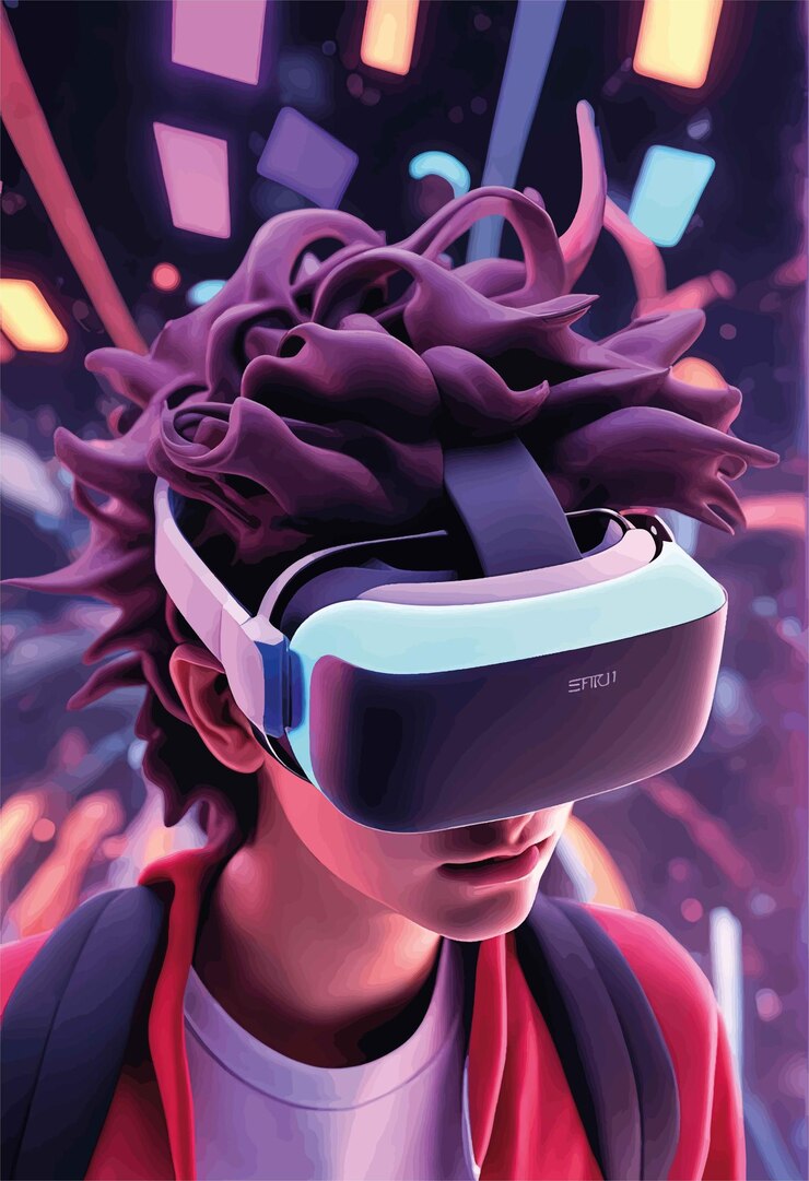 Vector virtual reality vr headset virtual reality 3 d illustrationvirtual reality vr headset virtual