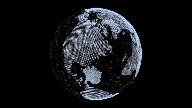 virtual security planet earth managing ai abstract network connection on digital background vector technology processing data in galaxy futuristic 3d wireframe sphere globe polygon