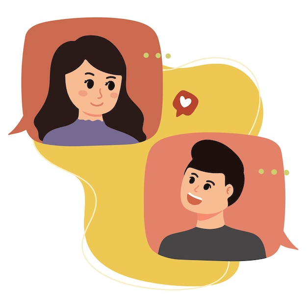 virtual talking man and woman concept with bubbles illustration