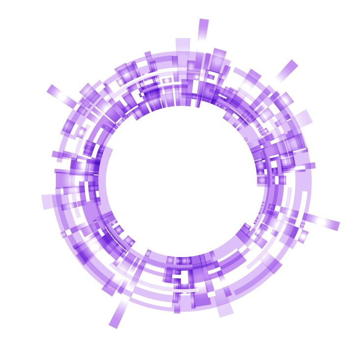 Vector virtual technologies a technological purple circle with a space in the center for a message or information