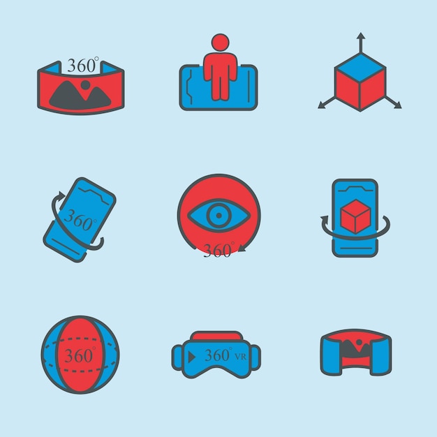 Virtual Tour Flat Icon Set Collection