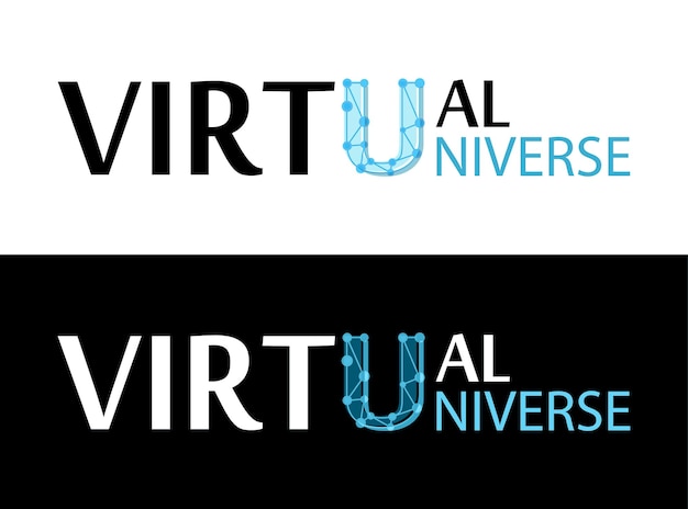 Векторная этикетка виртуальной вселенной с надписью на белом фоне