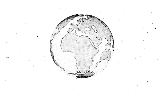 Virtual vector planet Earth with data connection network Technological digital globe world background Abstract sphere with particles and lines Security artificial intelligence of planet