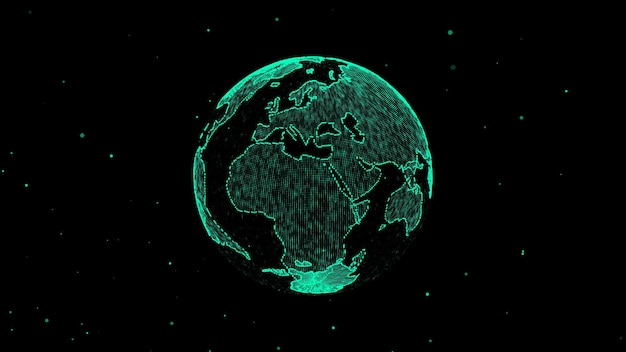 virtual vector planet earth with data connection network technological digital globe world background abstract sphere with particles and lines security artificial intelligence of planet
