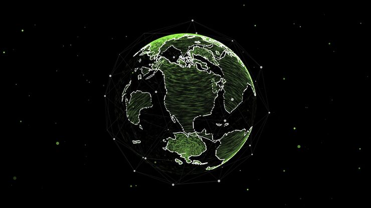 Вектор virtual vector planet earth with data connection network technological digital globe world background abstract sphere with particles and lines security artificial intelligence of planet