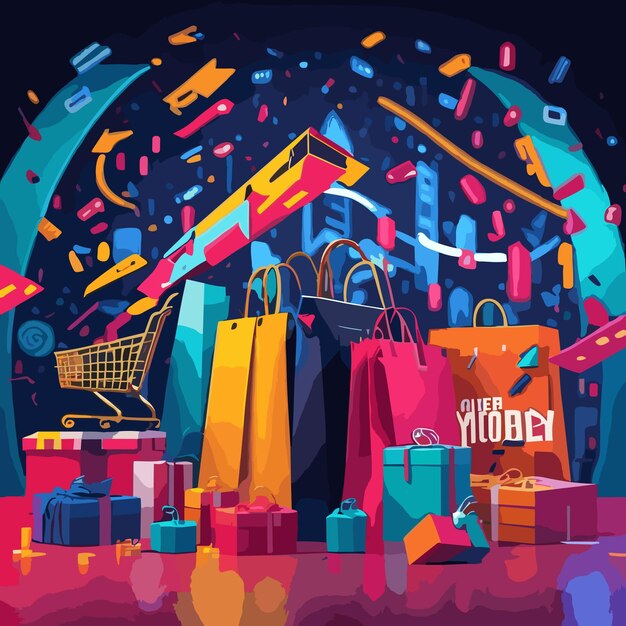 Vettore la rivoluzione del design del cyber monday di virtual velocity