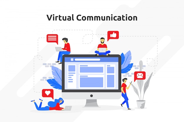 Virtueel communicatieconcept modern vlak ontwerp