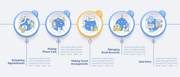 Virtuele assistent taken infographic sjabloon illustratie