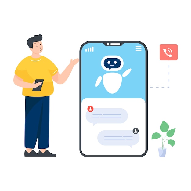 Virtuele chatten robot vlakke afbeelding downloaden