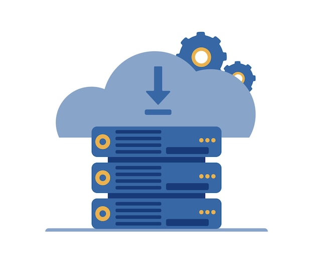 Virtuele cloudserver of cloud computing-platform vectorillustratie