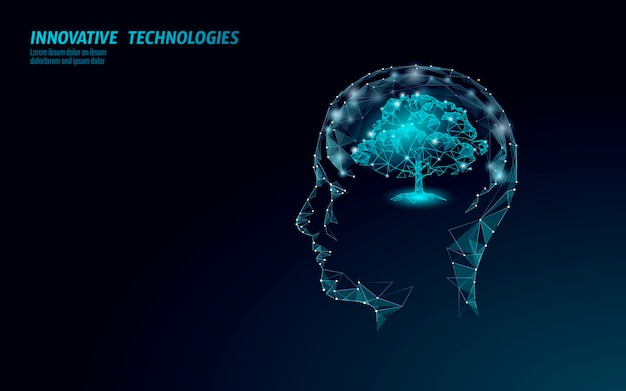 Virtuele digitale biotechnologie boom engineering concept. render. nature mind-oplossing. creatief idee medische wetenschap. eco polygoon biologie toekomstig onderzoek