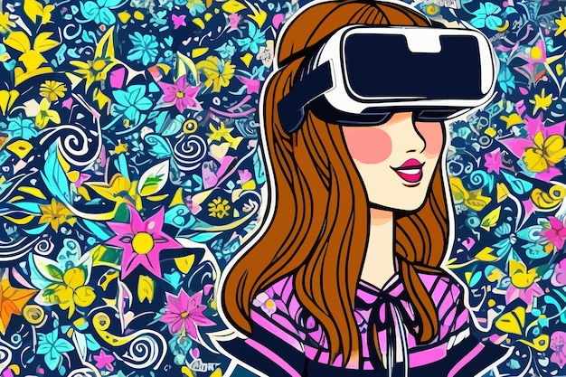 virtuele realiteit cartoon tech illustratie