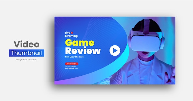 Virtuele wereld of videogame review youtube-kanaalminiatuur en webbanner premium vector